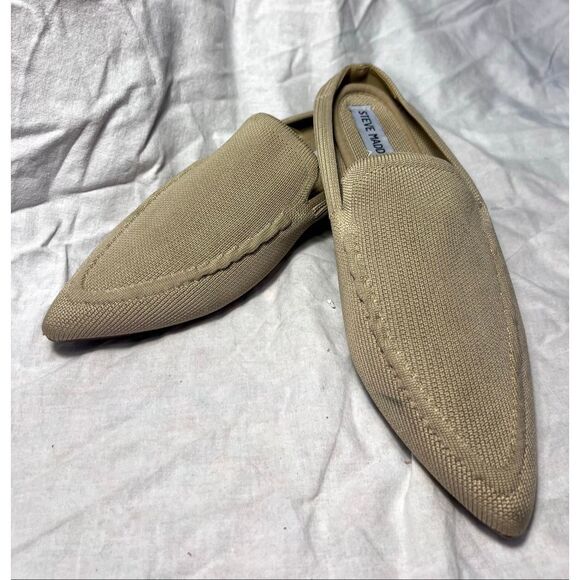Steve Madden Womens Sabin Knit Slip-On Pointed Toe Mules Flat Shoes Cream Size 7 - Picture 4 of 6